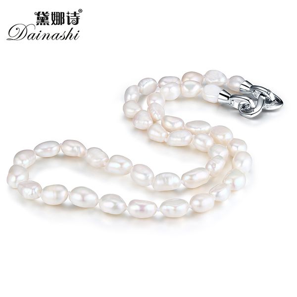 

dainashi genuine natural fresh water irregular baroque pearl necklace 925 sterling silver accessories fine jewelry for women