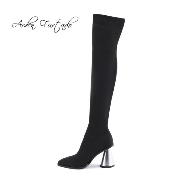 

arden furtado autumn winter over the knee boots socks boots stretch strange style thigh fashion women's shoes ladies, Black