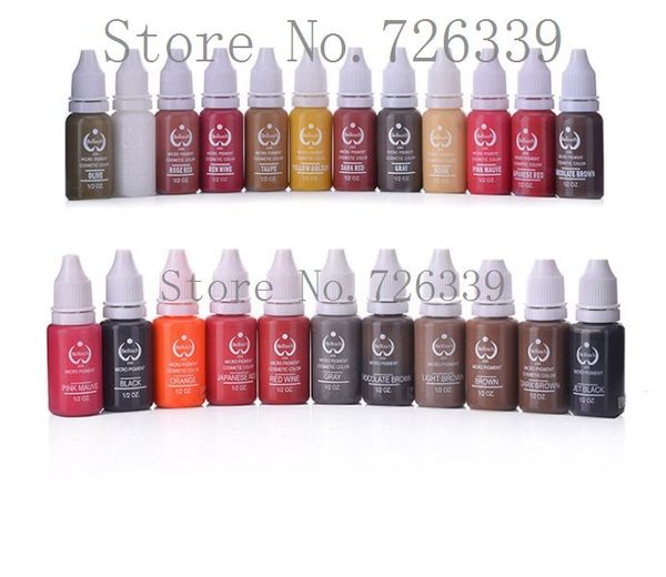 

23 pcs/lot micro pigment cosmetic 1/2oz pro tattoo ink pigment for permanent makeup eyebrow eyeliner lip body tattoo art