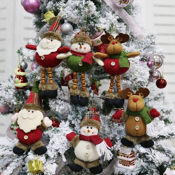 

retractable christmas santa claus snowman elk dolls standing navidad figurine christmas tree ornaments kids gifts toy