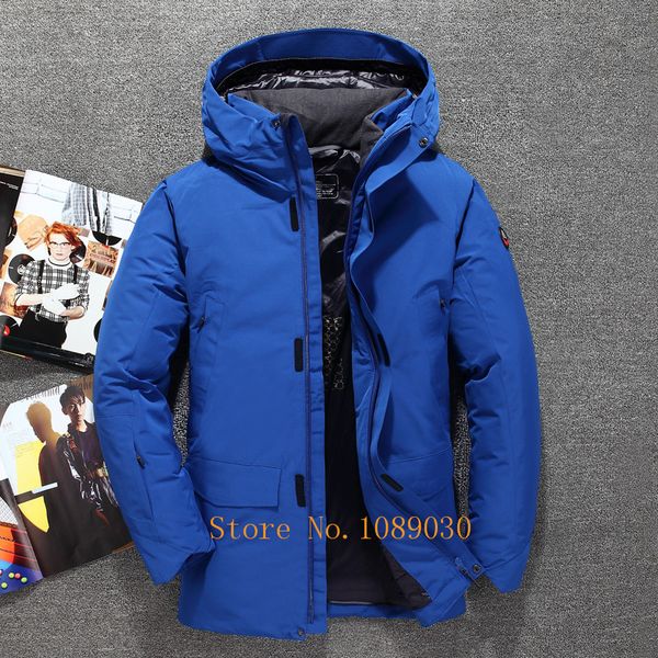 

2018 men coat winter warm down jacket hooded thick white duck down jacket men blue army black russia winter -40 degree
