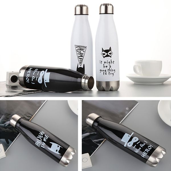 

500ml stainless steel water cup vacuum insulated water bottle sports 304 cola bowling shape travel mugs keeps cold for 24 hours wx9-234