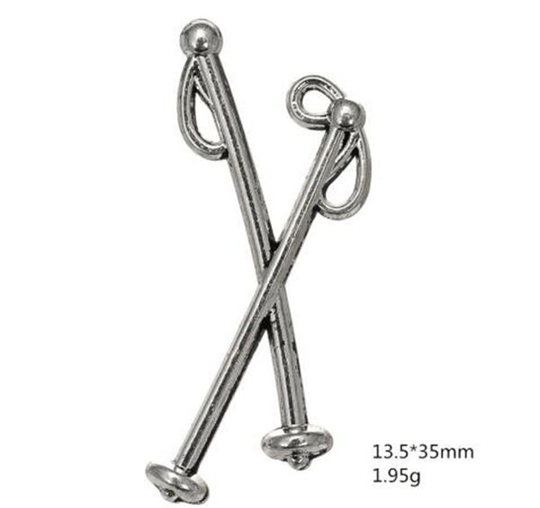 

ski poles sticks sporty jewelry charms other customized jewelry, Bronze;silver