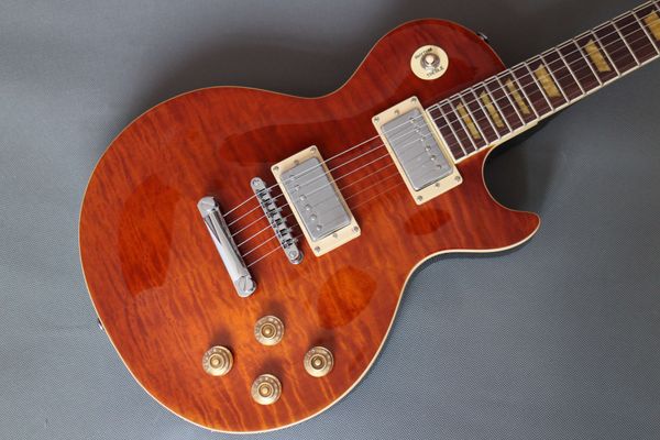 

Распродажа Custom Shop 1959 R9 VOS Янтарный оранжевый Джо Перри электрогитара Тигр стеганы