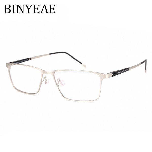 

binyeae made in shenzhen eyeglasses pure titanium men myopia glasses frames eyeglasses, Silver