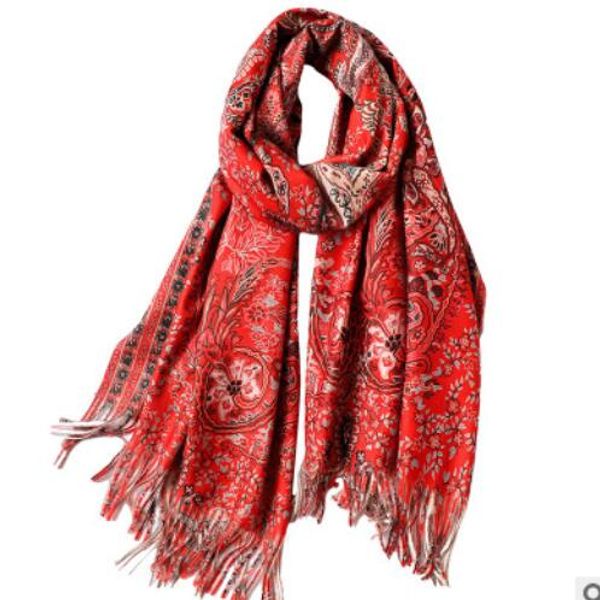 

national wind winter scarf for female autumn winter new thick warm imitation cashmere shawl ing, Blue;gray