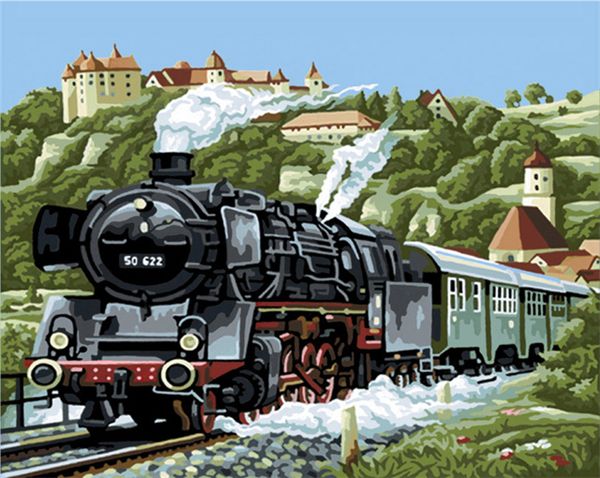 

rhinestone full round diamonds embroidery landscape train forest diy diamond painting cross stitch kit home mosaic decoration yx4308