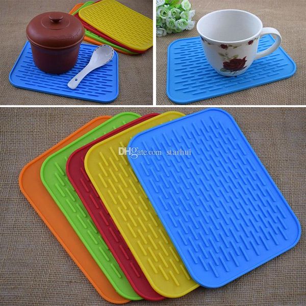 

21.5*15.8cm silicone dish drying mat square anti-skid pad kitchen cup pot bowl plate table mats heat resistant silicone wx-c60