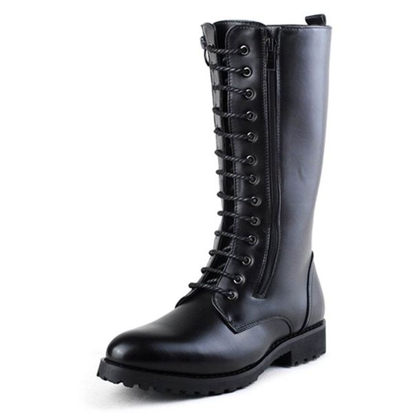 

selling men black martin boot fashion lace up cowboy motorcycle boots man knee high boot double zip trending leisure shoes male botas