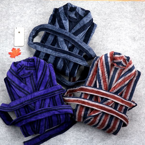 

winter thicken warm cotton bathrobe men plus size xxl dressing gown towel fleece robe male sleepwear nightgown kimono homme, Black;brown