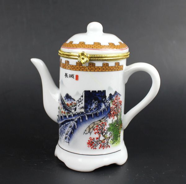 

9*4cm fashion chinese vintage great wall shape porcelain jewelry/toothpick holder gift box