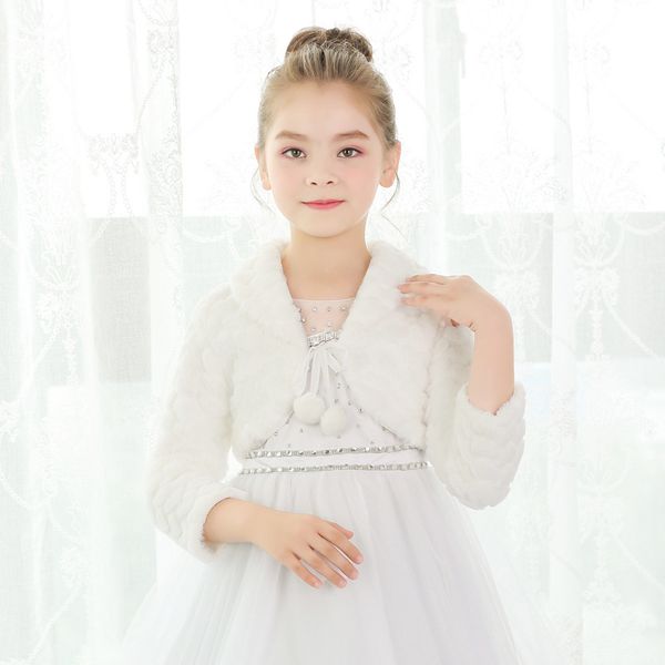 

cony hair ivory flower girl dress accessories warm long sleeves girls capes and jackets ing, Brown;red