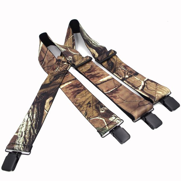 

jungle suspenders camouflage suspenders braces vintage outdoor straps bretelles 4clips suspensoriotirantes 5*120cm, Black;white