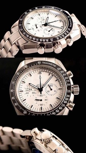 

Whole ale men watche white dial tainle teel belt wri twatch chronograph quartz movement fa hion noopy cute erie watche