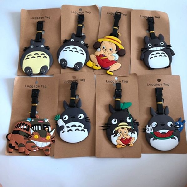 

totoro bus little girl pvc key chain couple gift anime luggage tag boarding pass bags tags hanging new, Silver