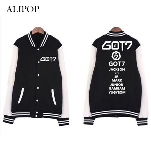 

youpop kpop got7 hard carry jacket k- cotton clothes long sleeve baseball uniform jackets outerwear & coats wy414, Black;brown
