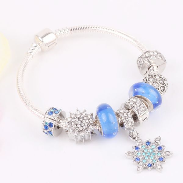 

aifeili royal blue series snowflake pendant bracelet glass gift bracelets diy for jewelry fashion trend, Black