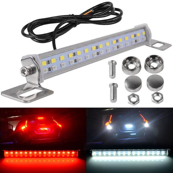 

car dc 12v reverse backup 30 led lights auto license plate brake rear tail light lamp bar red+white universal