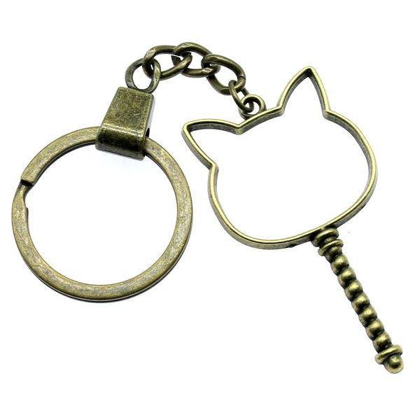 

6 pieces key chain women key rings fashion keychains for men rabbit head epoxy alloy frame 54x29mm, Slivery;golden