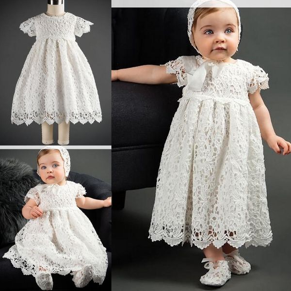 Baby Mädchen Heilige Taufe Kleid Taufe Erstkommunion Kleid Schleife Elfenbein 2022 Spitze Baby Party Geburtstag Kleinkind Blumenmädchen Kleider