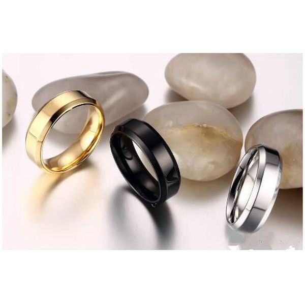 

6mm double bevel steel ring ring scratch resistant titanium ring size and 6-12# three colors, Silver
