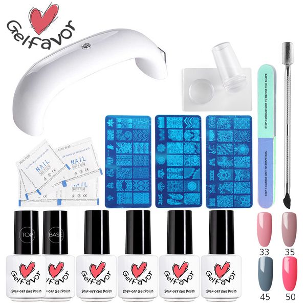 

gelfavor nail art set 4 colors semi peimanent gel polish for choose with base & coat gel nails polish set to design manicure