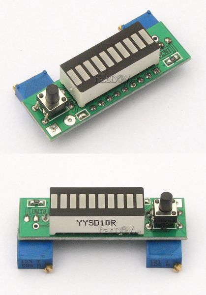 Freeshipping Diy комплекты LM3914 10 Segment Емкость 5V 12V Уровень заряда батареи питания Дисплей синий светодиодный индикатор