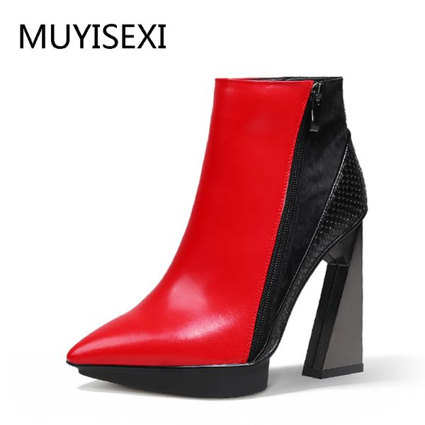 

boots womens winter ankle boots zipper pointed toe 11cm extreme high heels botte femme botines mujer hl120 muyisexi, Black