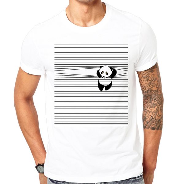 

lasting charm personality printed brand t-shirt men new summer o-neck animal t-shirt funny tee shirts homme panda climb, White;black