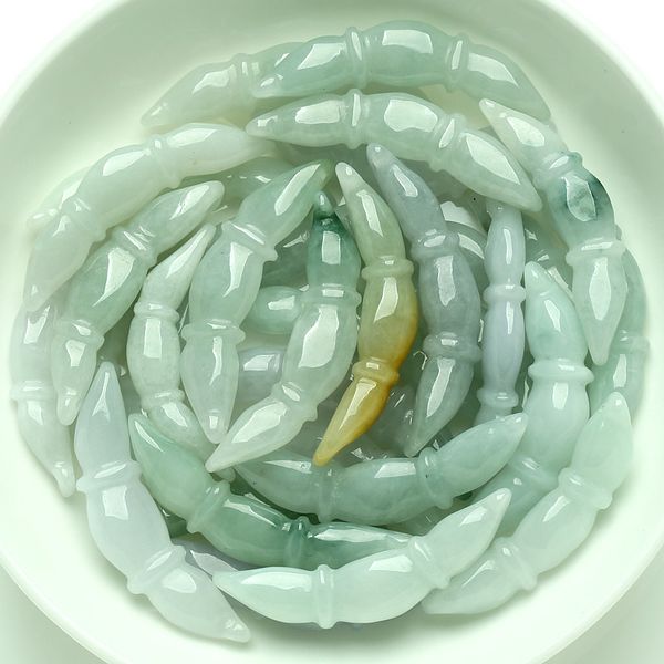 

natural jadeite lotus root accessories natural jade lotus root diy jade jewelry loose lotus root can be bracelet chain, Blue;slivery