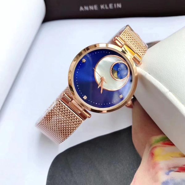 

высокое качество бренда женщин платье часы роскошный бриллиант циферблат золото из нержавеющей стали полосы моды кварцевые часы для девочек, Slivery;brown