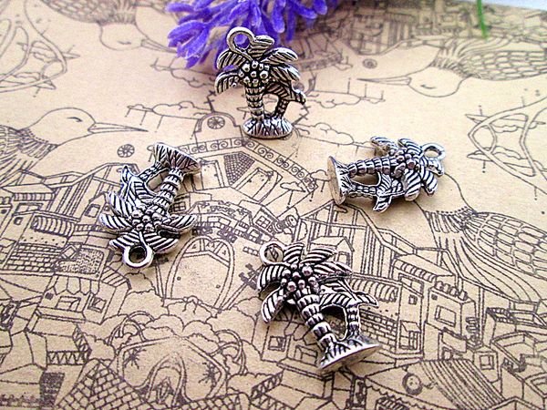 

45pcs-- tree charms silver tone coconut charm pendants tree of life, coconut tree 19x13mm, Bronze;silver
