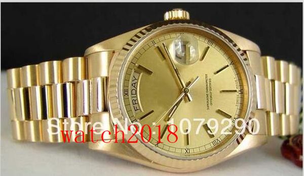 

Top Quality Luxury Watch 118238 18238 Yellow Dial Stainless Steel Automatic Mens Men's Watch Watches