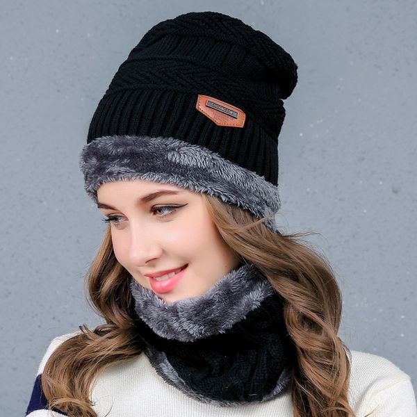 

sexemara balaclava women's knitted hat scarf caps neck warmer winter hats for men women skullies beanies warm fleece cap 6 color