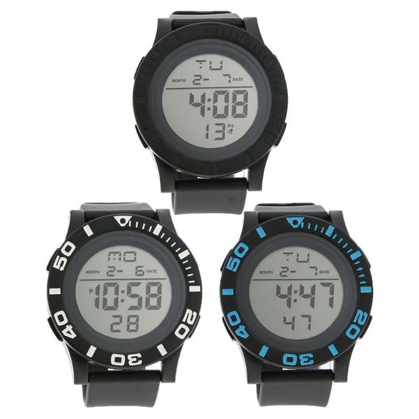 

digital watch large display student sports outdoor watch men casual led electronics wristwatch orologio uomo, Slivery;brown