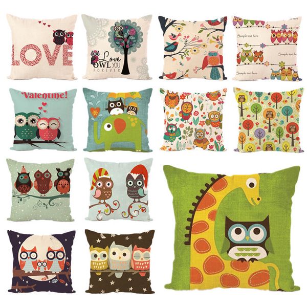 New Pillowcase Hot Linen Pillow Cover Digital Printing Owl