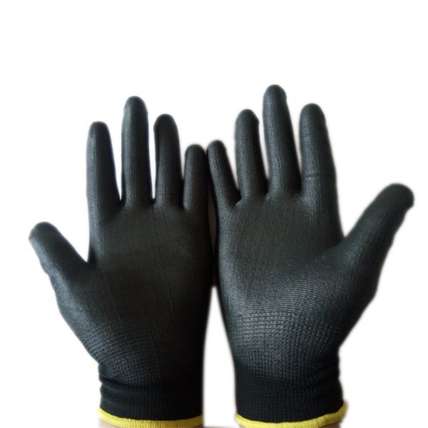 

12 pairs black pu nylon builders grip palm coating gloves safety work gloves accessories gardening protective non-slip, Blue;gray