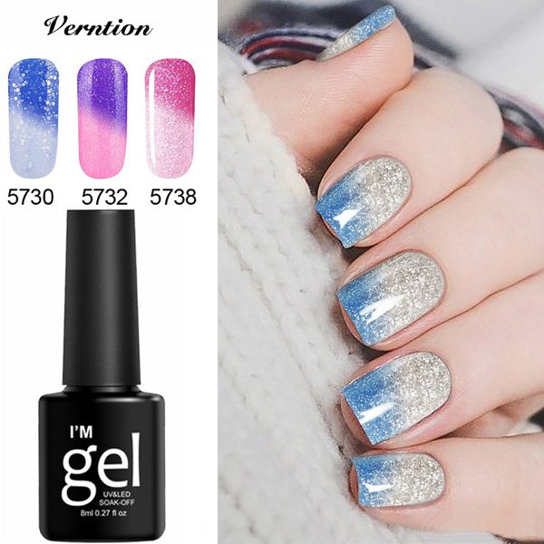 

verntion temperature color change gel nail polish soak off uv led lamp gel lacquer temperature sensitive nails art tools, Red;pink