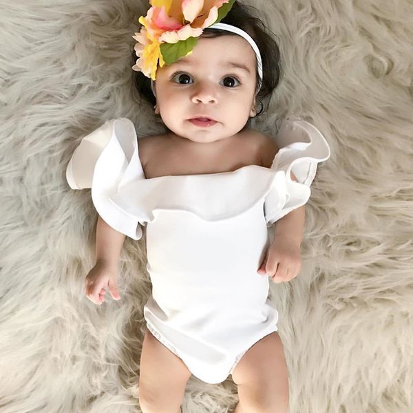 

2018 summer baby clothes cotton cute rompers infant baby girl clothes white fly sleeve romper jumpsuit outfits 0-24m boutique kids clothing, Blue