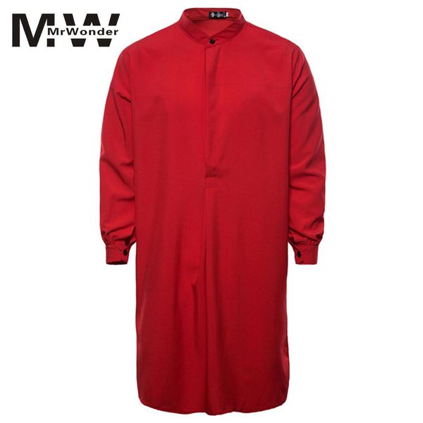 

mrwonder solid red causal shirts men's full sleeve long oversize shirts soft cotton korean male autumn coat san0, White;black