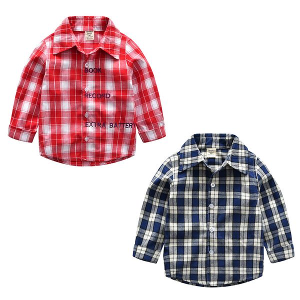 Newborn Baby Shirts Boys Girls Long Sleeve Button Down Red Plaid Flannel Shirt Clothes