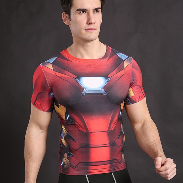 

мужская лето с коротким рукавом 3d человек-паук печати спортивная футболка, езда быстро сухой сжатия тощий фитнес одежда размер: s~xxxl, White;black