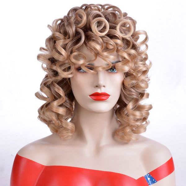 Short Afro Kinky encaracolado peruca para mulheres peruca de cabelo sintético cosplay preto marrom vermelho wigs loira