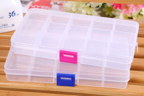 

15 compartment pla tic clear torage box mall box for jewelry earring toy container hipping