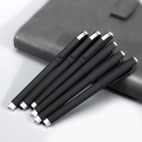 

6pcs gel pens frosted black 0.5mm tip black ink refill netural pens smooth writing business office school supplies