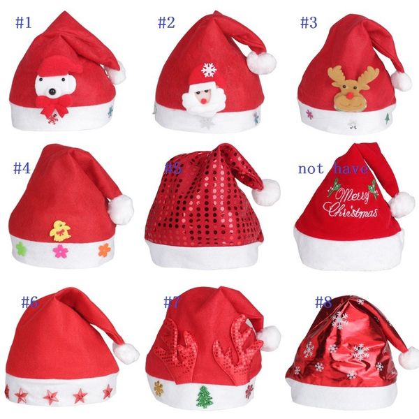 

100pcs kids christmas hat xmas mini red santa claus deer party decor christmas caps christmas decorations tableware holder, Yellow