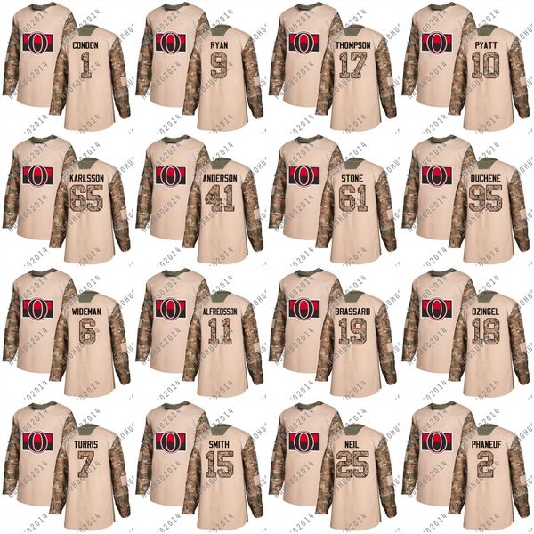 

Youth 2018 Veterans Day Matt Duchene Ottawa Senators Erik Karlsson Craig Anderson Stone Phaneuf Mike Condon Derick Ryan Hockey Jersey