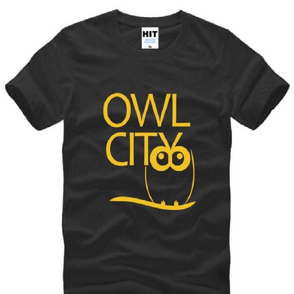 

rock band owl city adam young printed t shirts men summer short sleeve o neck cotton men's t shirt tee camisetas masculina, White;black