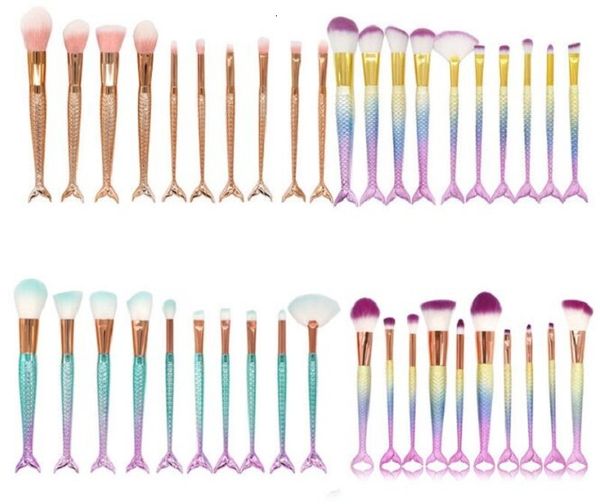 

10pc et eye makeup bru he et mermaid handle de ign blu h powder eyebrow eye hadow eyeliner eye ocket blending no e fan make up bru h 4