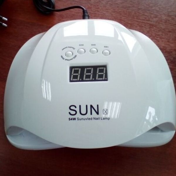 

54w nail dryer dual uv led nail lamp gel polish curing light with bottom 30s/60s timer lcd display lamp two hand low heat 36 led